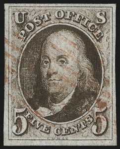 Sale 997, Lot 5075, 5c 1847 Issue (Scott 1 and shades)