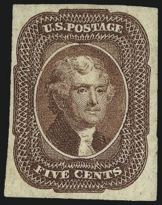 Sale 997, Lot 5163, 5c 1856 Issue (Scott 12)