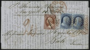 Sale 998, Lot 3, Plate One Early - Top Row of Right Pane