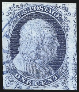 Sale 998, Lot 77, Plate One Late - Top Row of Right Pane