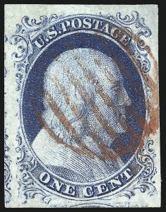 Sale 998, Lot 81, Plate One Late - Top Row of Right Pane