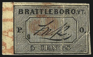 Sale 1007, Lot 2062, Postmasters Provisionals - Brattleboro Vt. (Scott 5X1)