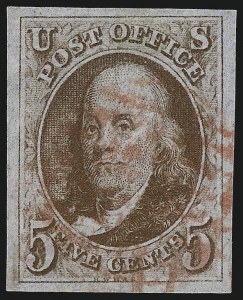 Sale Number 1007, Lot Number 2067, 5c 1847 Issue (Scott 1)