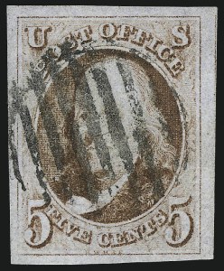 Sale 1007, Lot 2068, 5c 1847 Issue (Scott 1)