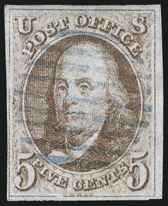 Sale 1007, Lot 2074, 5c 1847 Issue (Scott 1)