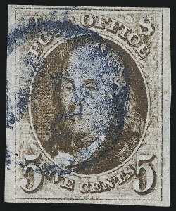Sale 1007, Lot 2077, 5c 1847 Issue (Scott 1)