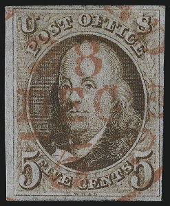 Sale 1007, Lot 2079, 5c 1847 Issue (Scott 1)