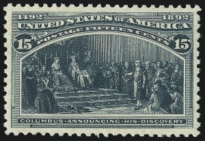 Sale Number 1007, Lot Number 2415, 1893 Columbian Issue (1c thru 30c, Scott 230-239) Sale Number 1007, Lot Number 2415, 1893 Columbian Issue (1c thru 30c, Scott 230-239)