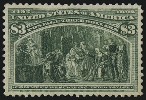 Sale 1007, Lot 2446, 1893 Columbian Issue ($2.00 thru $5.00, Scott 242-245), $3.00 Columbian (243) Sale 1007, Lot 2446, 1893 Columbian Issue ($2.00 thru $5.00, Scott 242-245)