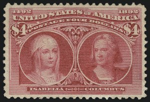 Sale Number 1007, Lot Number 2452, 1893 Columbian Issue ($2.00 thru $5.00, Scott 242-245)