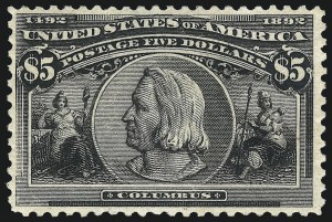 Sale 1007, Lot 2464, 1893 Columbian Issue ($2.00 thru $5.00, Scott 242-245), $5.00 Columbian (245) Sale 1007, Lot 2464, 1893 Columbian Issue ($2.00 thru $5.00, Scott 242-245)