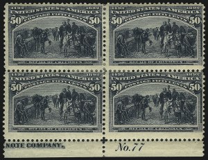 Sale 1007, Lot 2482, 1893 Columbian Issue Multiples (30c thru $5.00, Scott 239-245)