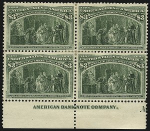 Sale 1007, Lot 2486, 1893 Columbian Issue Multiples (30c thru $5.00, Scott 239-245)