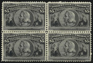 Sale 1007, Lot 2488, 1893 Columbian Issue Multiples (30c thru $5.00, Scott 239-245)