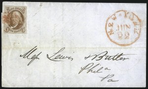 Sale 1011, Lot 1353, 5c 1847 Issue (Scott 1)