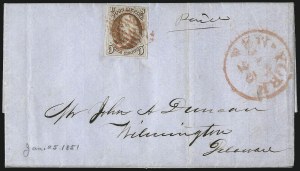 Sale 1011, Lot 1362, 5c 1847 Issue (Scott 1)
