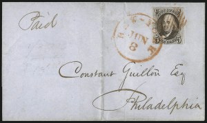 Sale 1011, Lot 1364, 5c 1847 Issue (Scott 1)