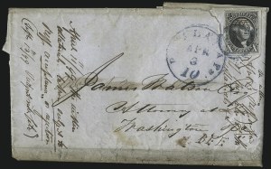 Sale 1011, Lot 1411, 10c 1847 Issue (Scott 2)