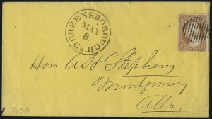 Sale 1011, Lot 1701, Confederate States (Independent and C.S.A. Uses of U.S. Stamps)