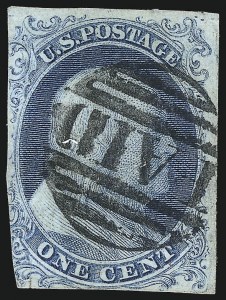 Sale 1014, Lot 1035, 1c 1851 Issue, Position 7R1E, Type 1 (Scott 5)