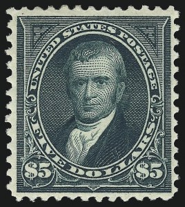 Sale 1014, Lot 1618, 1895-97 Watermarked Bureau Issues (Scott 264-282C), $5.00 Dark Green (278) Sale 1014, Lot 1618, 1895-97 Watermarked Bureau Issues (Scott 264-282C)