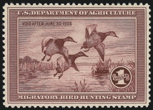 Sale 1014, Lot 2481, Hunting Permits, $1.00 1935 Hunting Permit (RW2) Sale 1014, Lot 2481, Hunting Permits
