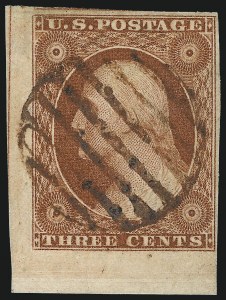 Sale 1017, Lot 144, 3c 1851-56, Orange Brown, Imprint & Corner Margin Copies (Scott 10-10A)