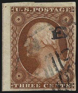 Sale 1017, Lot 154, 3c 1851-56, Orange Brown, Imprint & Corner Margin Copies (Scott 10-10A)