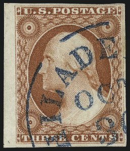 Sale 1017, Lot 169, 3c 1851-56, Orange Brown, Sheet Margin Copies (Scott 10-10A)