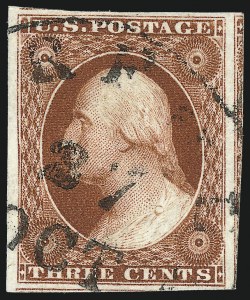 Sale 1017, Lot 196, 3c 1851-56, Orange Brown (Scott 10-10A)