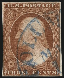 Sale 1017, Lot 207, 3c 1851-56, Orange Brown (Scott 10-10A)