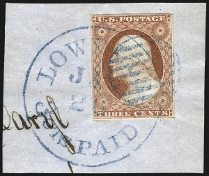 Sale 1017, Lot 226, 3c 1851-56, Experimental Orange Brown (Scott 11A var)