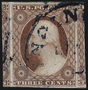 Sale 1017, Lot 255, 3c 1851-56, Brownish Carmine (Scott 11-11A)