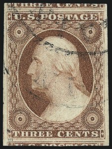 Sale 1017, Lot 257, 3c 1851-56, Brownish Carmine (Scott 11-11A)