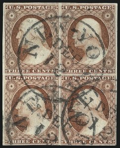 Sale 1017, Lot 263, 3c 1851-56, Brownish Carmine (Scott 11-11A)
