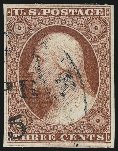 Sale 1017, Lot 265, 3c 1851-56, Brownish Carmine (Scott 11-11A)