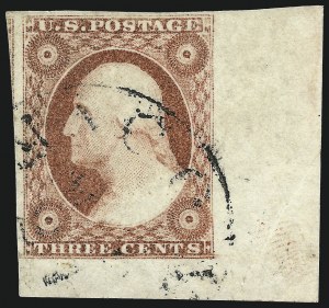 Sale 1017, Lot 307, 3c 1851-56, Dull Red, Corner Margin Copies (Scott 11-11A)