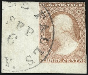Sale 1017, Lot 318, 3c 1851-56, Dull Red, Corner Margin Copies (Scott 11-11A)