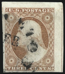 Sale 1017, Lot 323, 3c 1851-56, Dull Red, Corner Margin Copies (Scott 11-11A)