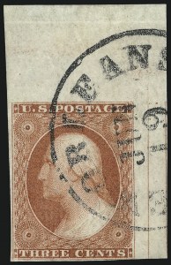 Sale 1017, Lot 324, 3c 1851-56, Dull Red, Corner Margin Copies (Scott 11-11A)