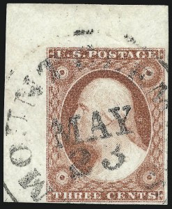 Sale 1017, Lot 333, 3c 1851-56, Dull Red, Corner Margin Copies (Scott 11-11A)