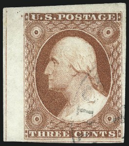 Sale 1017, Lot 335, 3c 1851-56, Dull Red, Corner Margin Copies (Scott 11-11A)