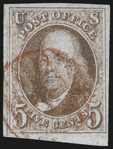 Sale 1017, Lot 35, 5c 1847 Issue, Sheet Margin Copies (Scott 1)