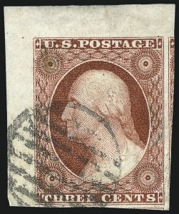 Sale 1017, Lot 350, 3c 1851-56, Dull Red, Corner Margin Copies, Cont. (Scott 11-11A)