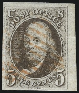 Sale 1017, Lot 37, 5c 1847 Issue, Sheet Margin Copies (Scott 1)