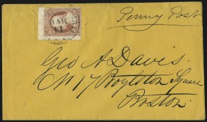Sale 1017, Lot 372, 3c 1851-56, Dull Red, Corner Margin Copies, Cont. (Scott 11-11A)