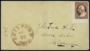 Sale 1017, Lot 376, 3c 1851-56, Dull Red, Corner Margin Copies, Cont. (Scott 11-11A)