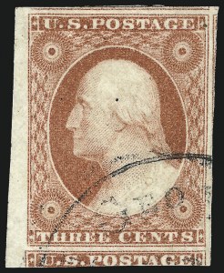 Sale 1017, Lot 380, 3c 1851-56, Dull Red, Sheet-Margin Copies (Scott 11-11A)