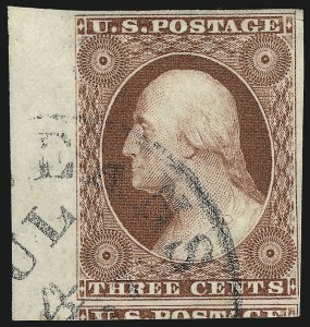 Sale 1017, Lot 383, 3c 1851-56, Dull Red, Sheet-Margin Copies (Scott 11-11A)