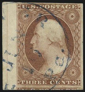 Sale 1017, Lot 386, 3c 1851-56, Dull Red, Sheet-Margin Copies (Scott 11-11A)